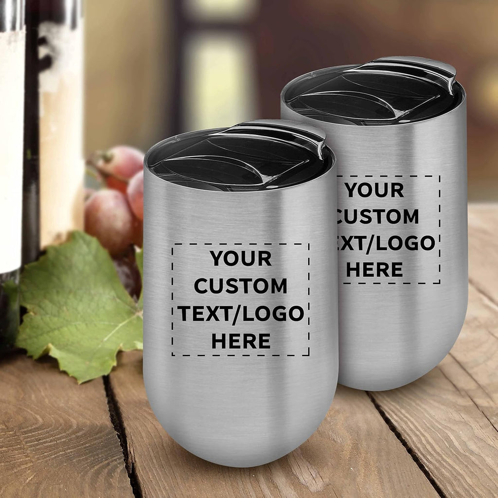 Custom Stainless Steel Mugs with Side Lock Lid Set of 12, Personalized Bulk Pack - Perfect for Coffee, Hot Chocolate, Iced Tea, Soda, Other Hot & Cold Beverages - Silver