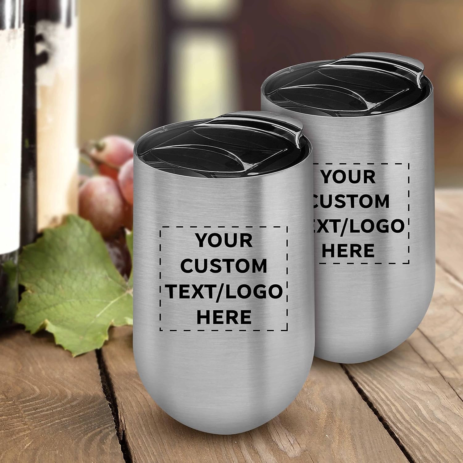 Custom Stainless Steel Mugs with Side Lock Lid Set of 12, Personalized Bulk Pack - Perfect for Coffee, Hot Chocolate, Iced Tea, Soda, Other Hot & Cold Beverages - Silver