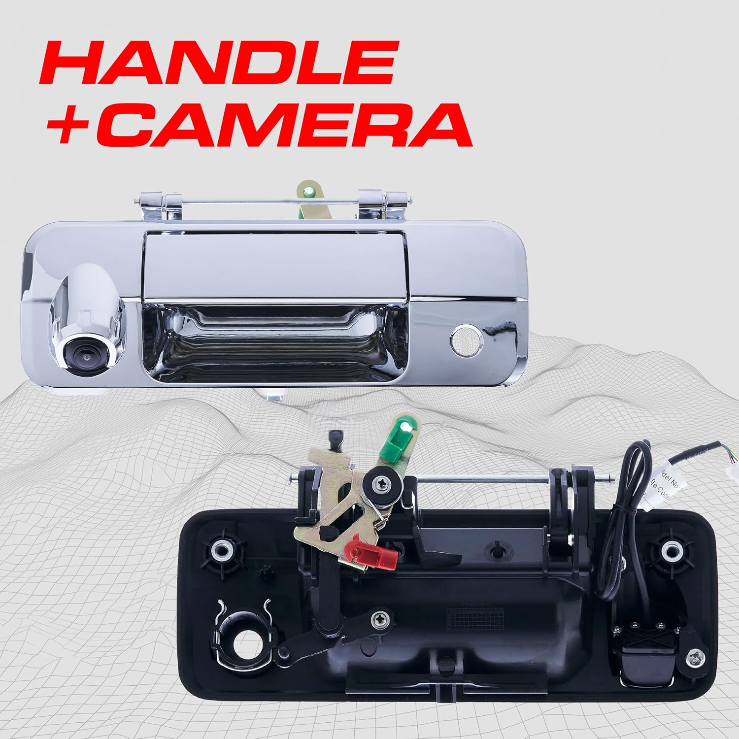 Master Tailgaters Chrome Tailgate Handle with Backup Camera Replacement for Toyota Tundra (2014-2024), Tacoma (2016-2024) | IP68 Waterproof | Parking Grid Lines Available | Easy to Install