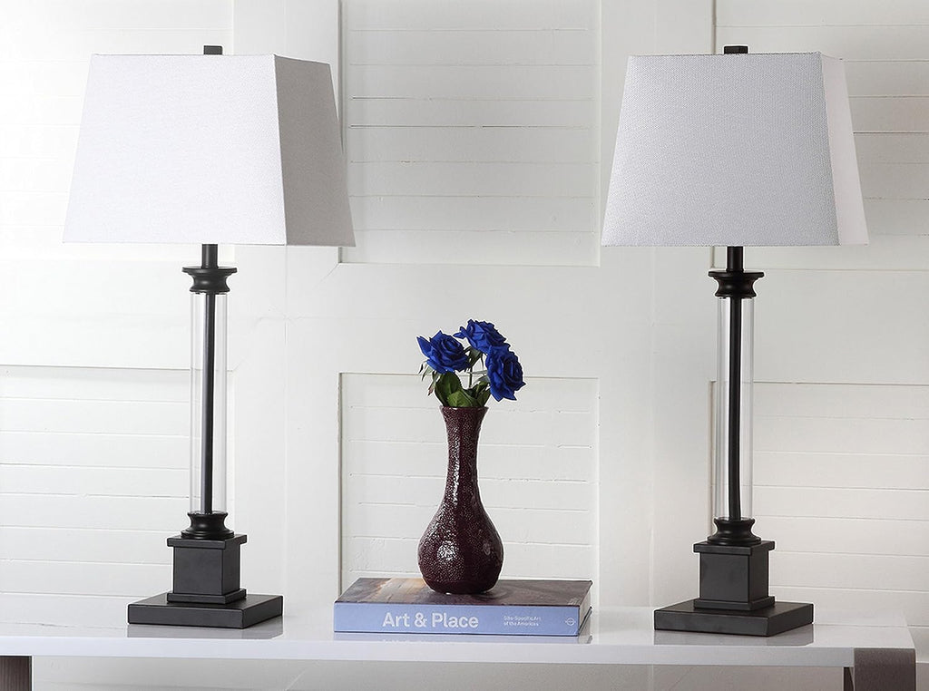 SAFAVIEH Lighting Collection Davis Modern Farmhouse Black 31-inch Bedroom Living Room Home Office Desk Nightstand Table Lamp Set of 2 (LED Bulbs Included)