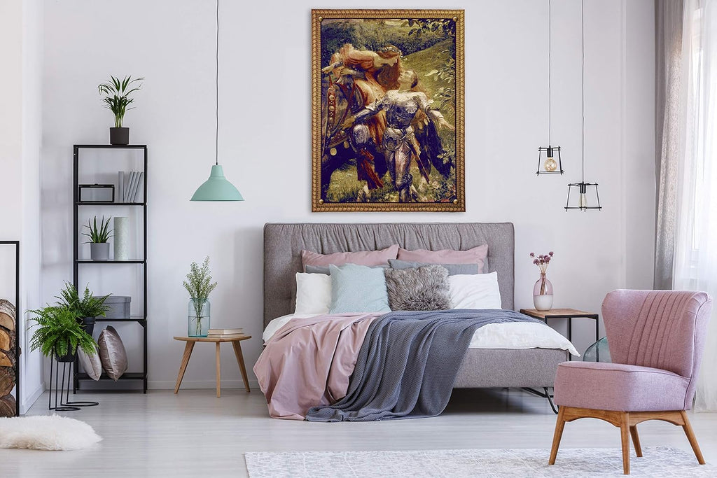 La Belle Dame sans Merci by Frank Dicksee | Woven Tapestry Wall Art Hanging | Victorian John Keats Poem Depiction | 100% Cotton USA Size 40x31