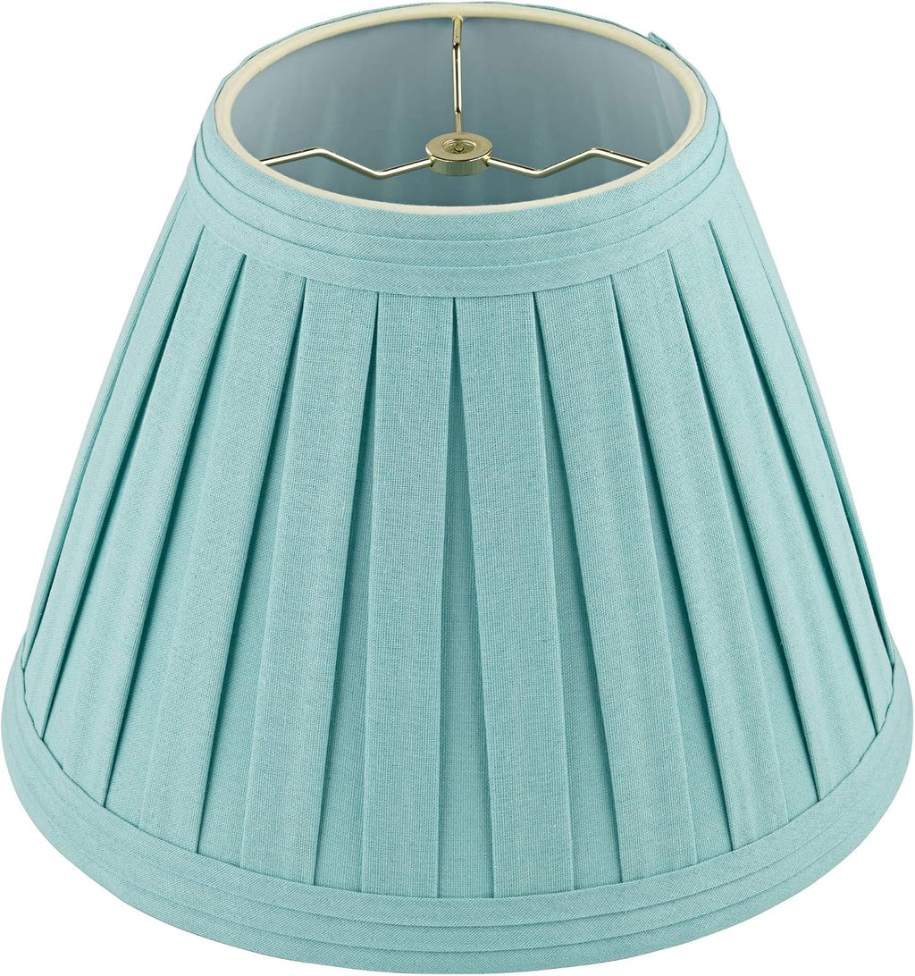 Set of 2 Hardback Pleat Empire Lamp Shade (Pre-Assembled) s Turquoise Blue Large 7' Top x 14' Bottom x 11' High Spider with Replacement Harp and Finial Fitting - Springcrest