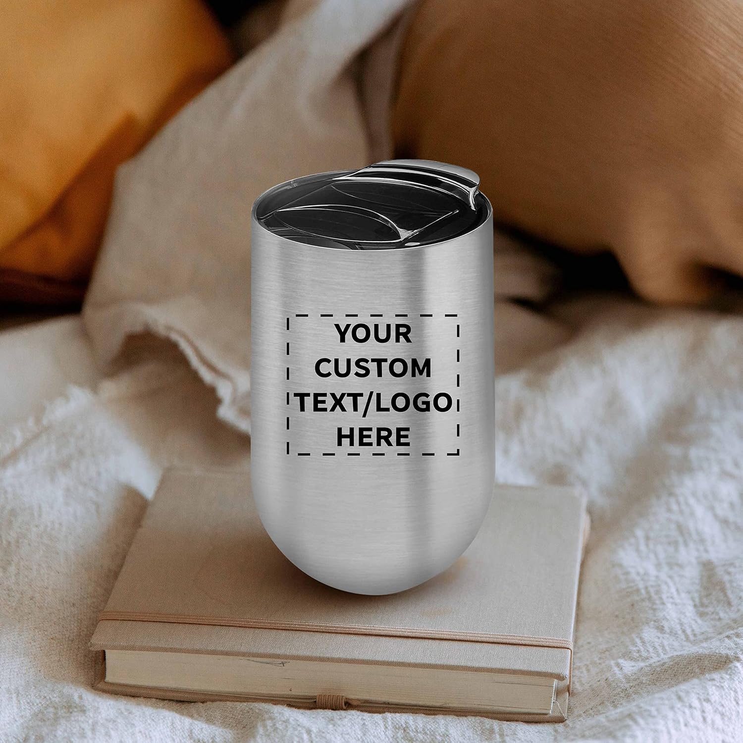 Custom Stainless Steel Mugs with Side Lock Lid Set of 12, Personalized Bulk Pack - Perfect for Coffee, Hot Chocolate, Iced Tea, Soda, Other Hot & Cold Beverages - Silver