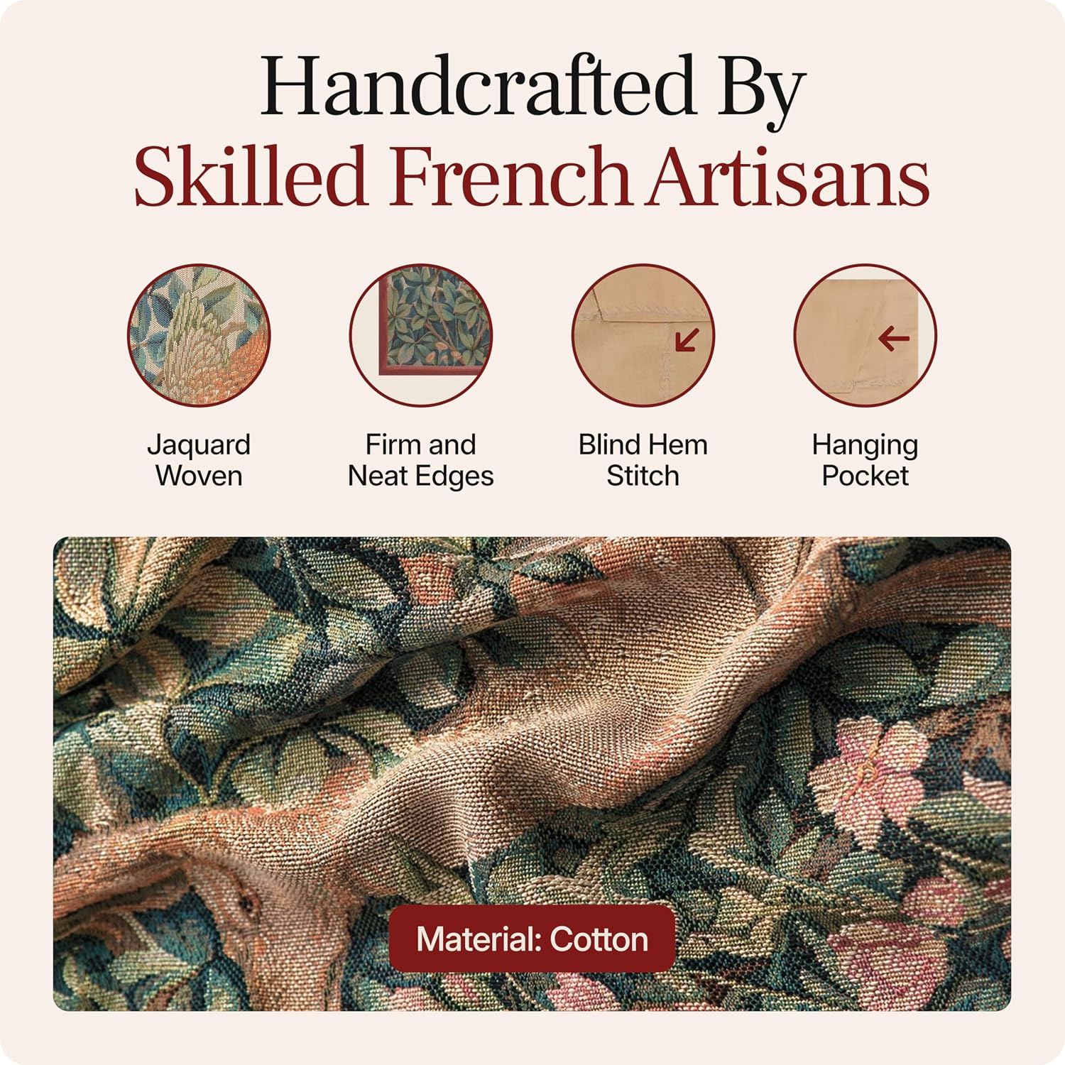 Charlotte Home Furnishings Inc French Boho Tapestry Wall Hanging 29 x 50 in, Pheasant and Doe Aesthetic Woven Wall Art decor for Living Room Home Decor, European Cotton Jacquard Woven