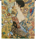 Lady with Fan by Gustav Klimt | Woven Tapestry Wall Art Hanging | Art Nouveau Colorful Abstract Woman Frau mit F??cher 1917 | 100% Cotton USA Size 52x37