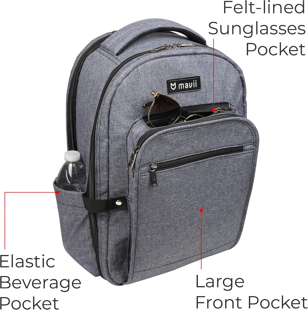 Mavii™ SIGNATURE 2-pc Set - Wheeled 28 Inch Collapsible Garment Rack Duffel + 'The Convention Backpack - 17 Inch Suitcase-style Dance Backpack, Versatile Travel Gear Set, Heathered Gray