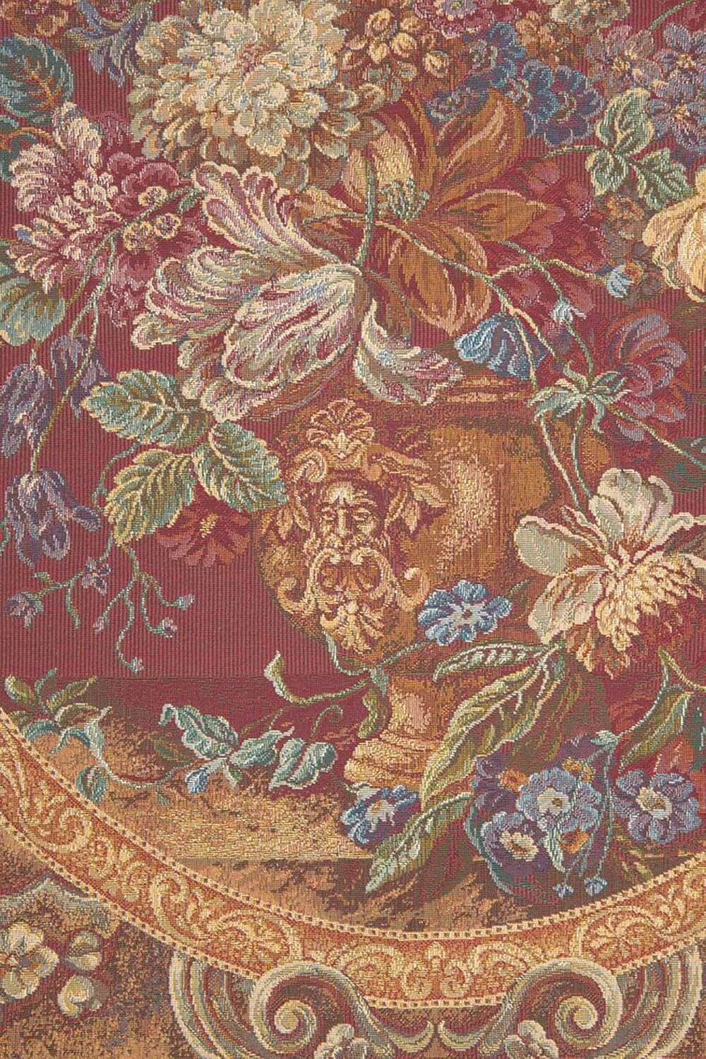 Floral Composition In Vase Burgundy Italian Tapestry Wall Hanging - 24 in. x 30 in. Cotton/Viscose/Polyester by Charlotte Home Furnishings