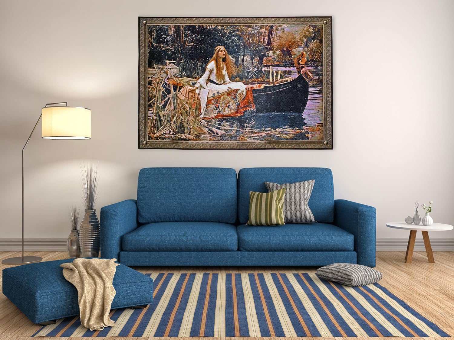 The Lady of Shalott by John William Waterhouse | Woven Tapestry Wall Art Hanging | Arthurian Renaissance Camelot Pre Raphaelite Fantasy Artwork | 100% Cotton USA Size 40x31