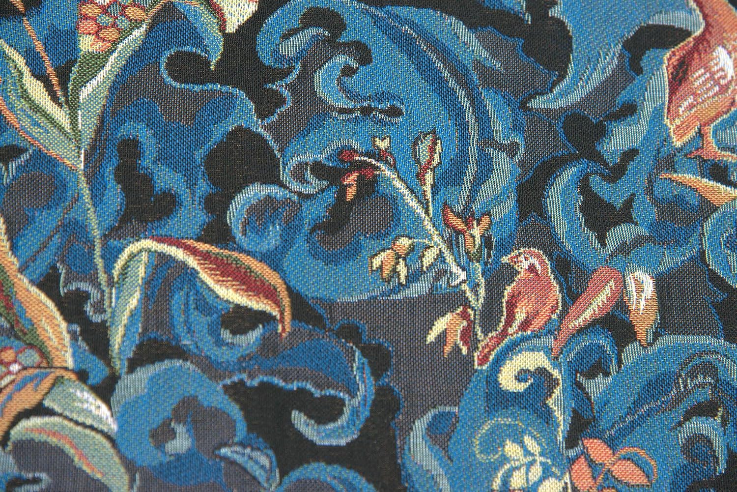 Charlotte Home Furnishings Inc French Boho Tapestry Wall Hanging 19 x 31 in, Animals Aristoloches Blue Aesthetic Woven Wall Art decor for Living Room Home Decor, European Cotton Jacquard Woven