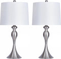 Grandview Gallery Table Lamps with White Shade, Set of 2 – Linen and Brushed Nickel 26.5' Table Lamps for Bedside, Dressers and Much More – ST90215JM-(W)