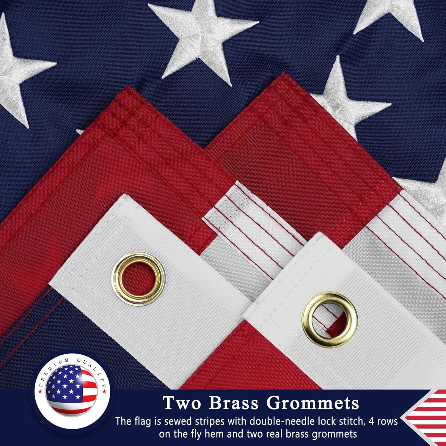 American Flag 10x15 Ft for Outside,Heavy Duty US Flag for High Wind Outdoor | Heavy Duty Nylon, Fade Resistant and Waterproof USA Flag with Embroidered Stars, Sewn Stripes, Brass Grommets