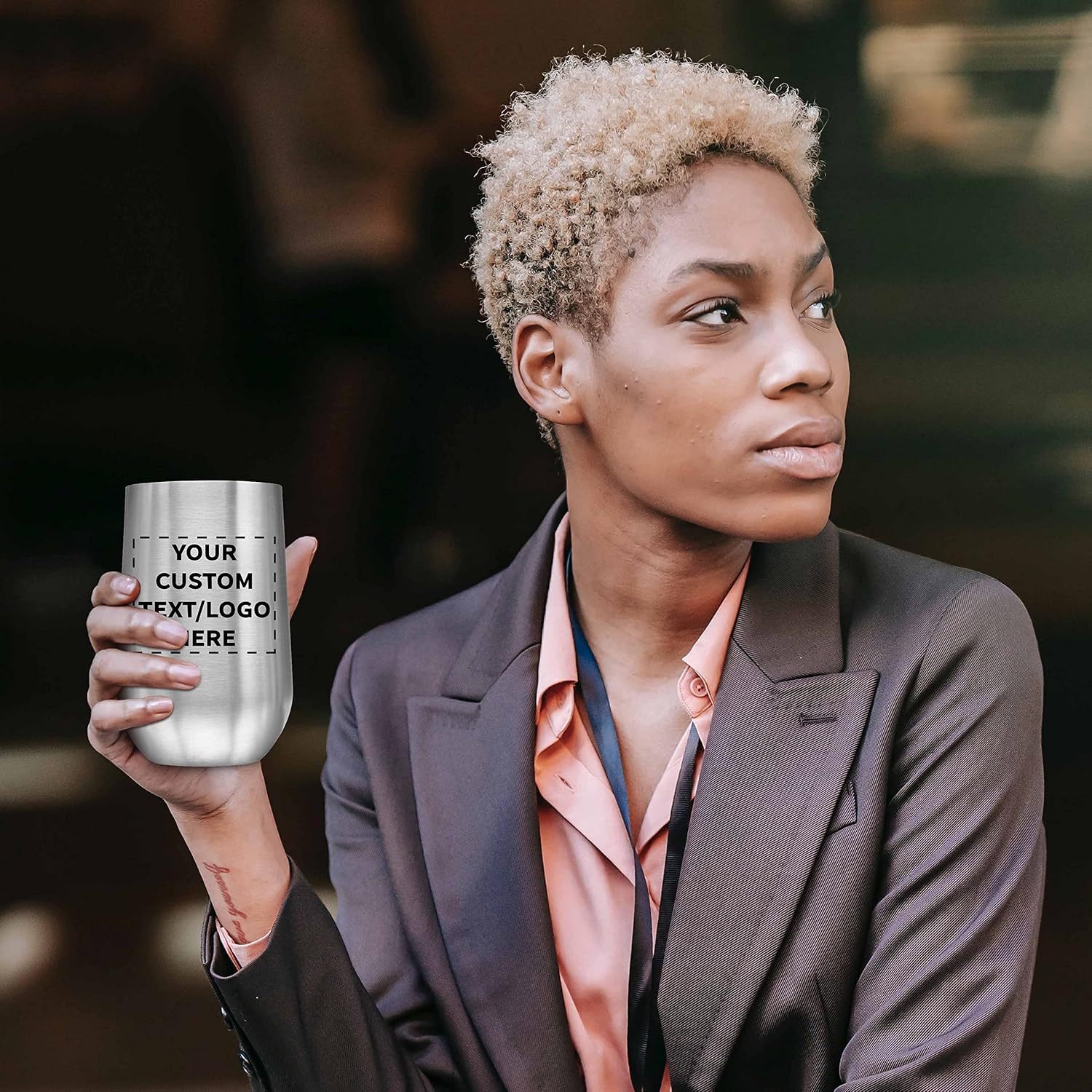 Custom Stainless Steel Mugs with Side Lock Lid Set of 12, Personalized Bulk Pack - Perfect for Coffee, Hot Chocolate, Iced Tea, Soda, Other Hot & Cold Beverages - Silver