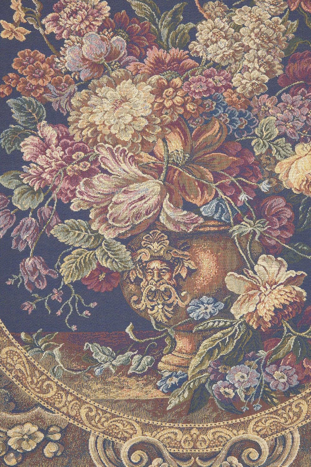 Charlotte Home Furnishings Italian Tapestry Wall Hanging 30x 25 in Floral Vase Blue Wall Art Floral Tapestry for Bedroom Aesthetic Living Room and Home Decor European Soft Cotton Jacquard Woven