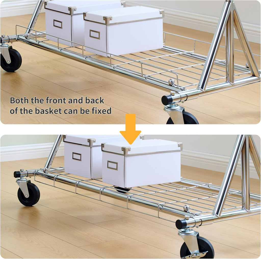 Clothes Rack Heavy Duty Clothing Rack 600LBS Rolling Clothes Racks for Hanging Clothes, Commercial Garment Rack Heavy Duty Clothes Rack Collapsible ＆ Portable Clothing Rack with Wheels