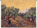 Olive Trees with Yellow Sky and Sun by Vincent van Gogh | Woven Tapestry Wall Art Hanging | Wild Olive Trees in Bright Sun | 100% Cotton USA Size 53x40