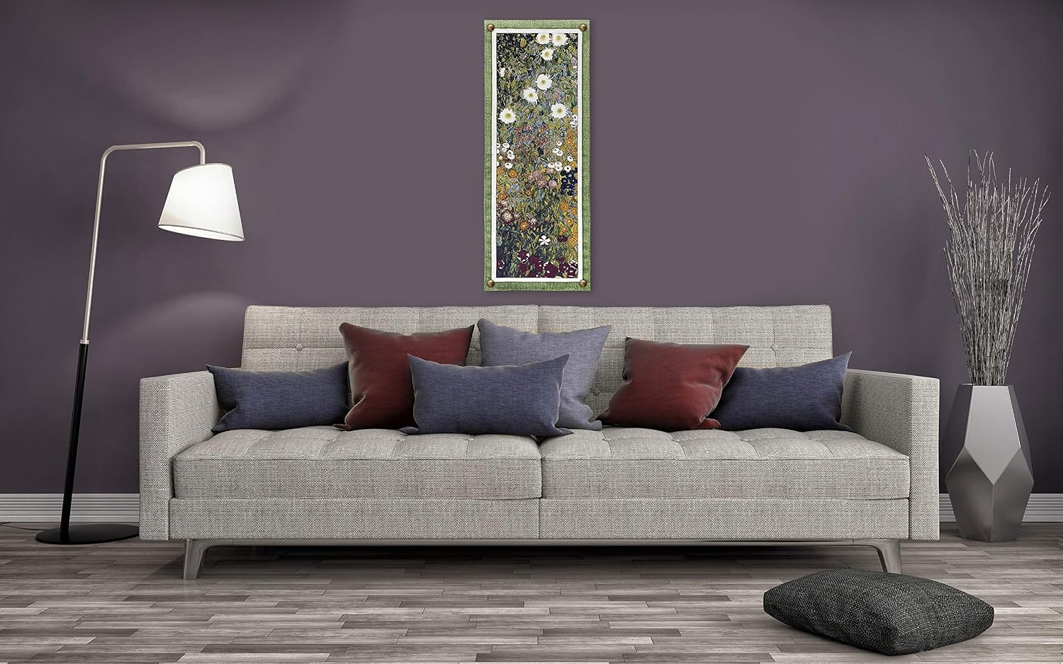 Flower Garden by Gustav Klimt | Woven Tapestry Wall Art Hanging | Multi-Color Floral Ensemble | 100% Cotton USA Size 52x20