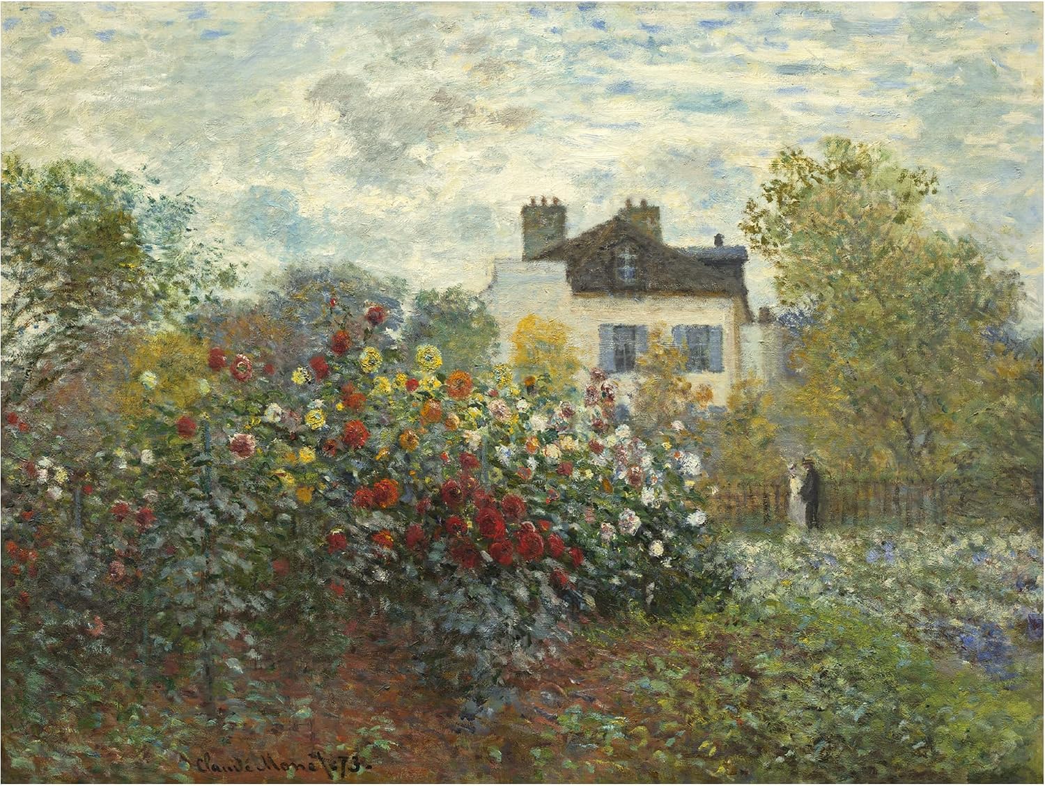 Wrapped Canvas Wall Art - Claude Monet 'The Artist's Garden In Argenteuil' Wall Art for Living Room, Bedroom, or Office Décor - 35x47