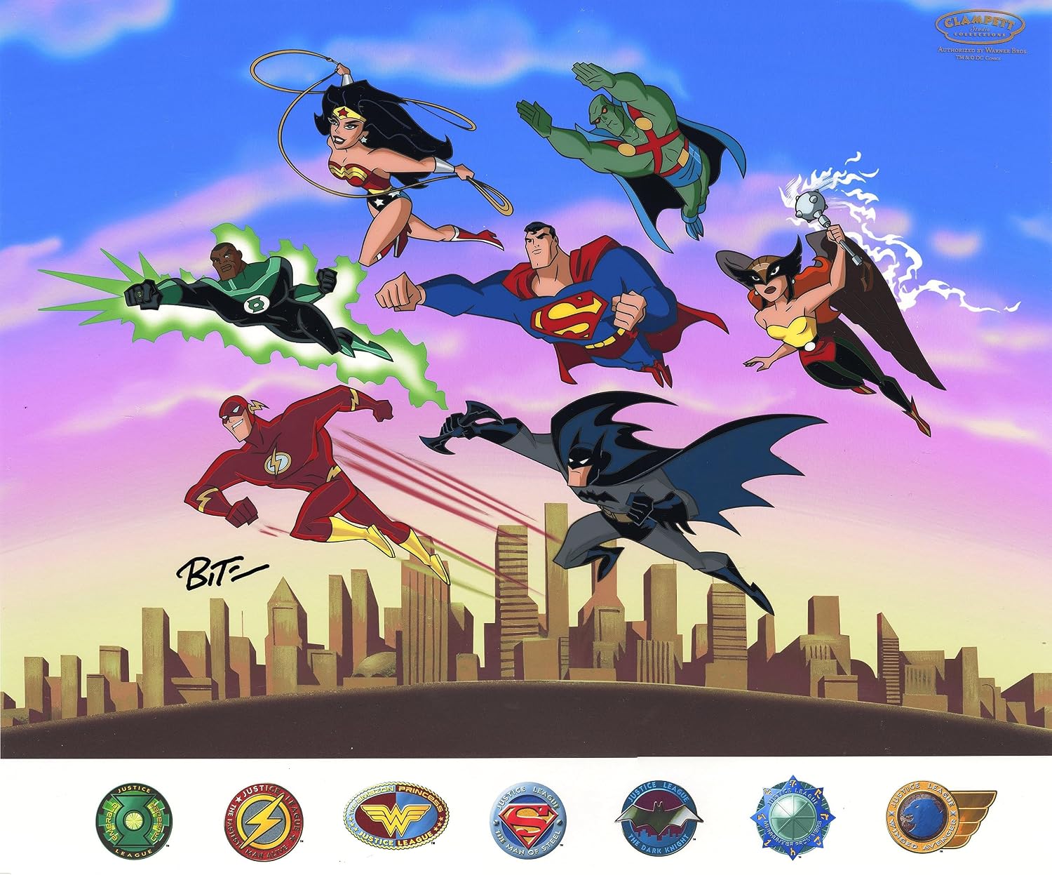 Power of Seven Hand-Painted Limited Edition Animation Cel Signed by Bruce Timm WB Edition of 500