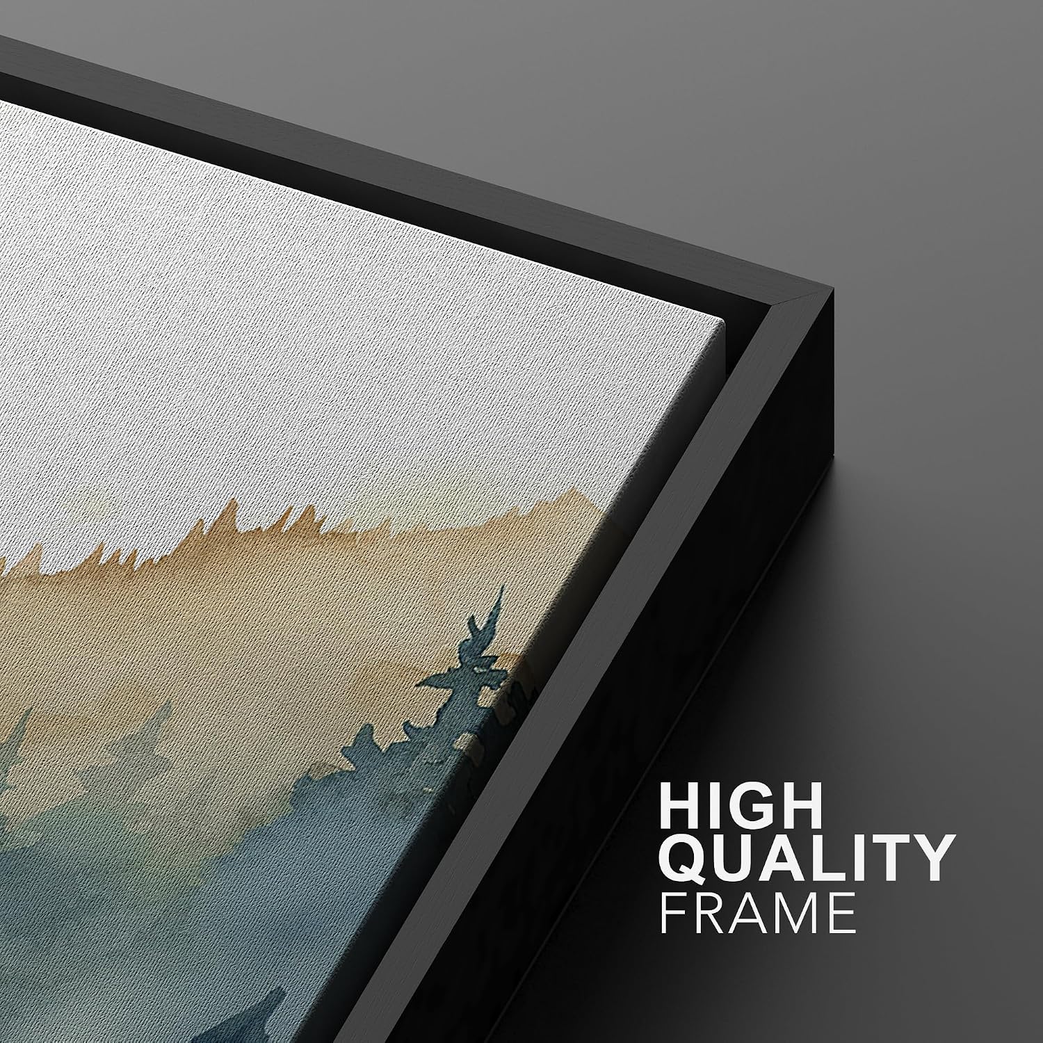 MUDECOR Framed Canvas Print Wall Art Set Pastel Watercolor Pine Tree Forest Nature Wilderness Illustrations Modern Decorative Floral Botanical Minimal Calm/Relax/Cozy for Bedroom - 24'x36'x3 Black