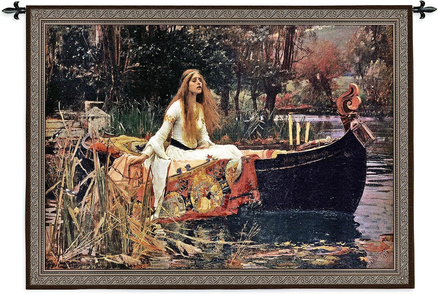 The Lady of Shalott by John William Waterhouse | Woven Tapestry Wall Art Hanging | Arthurian Renaissance Camelot Pre Raphaelite Fantasy Artwork | 100% Cotton USA Size 40x31