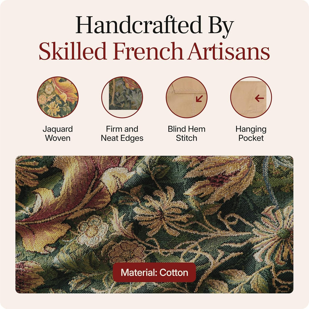 Charlotte Home Furnishings Inc French Boho Tapestry Wall Hanging 58 x 28 in, Animals Brown Medium Aesthetic Woven Wall Art decor for Living Room Home Decor, European Cotton Jacquard Woven
