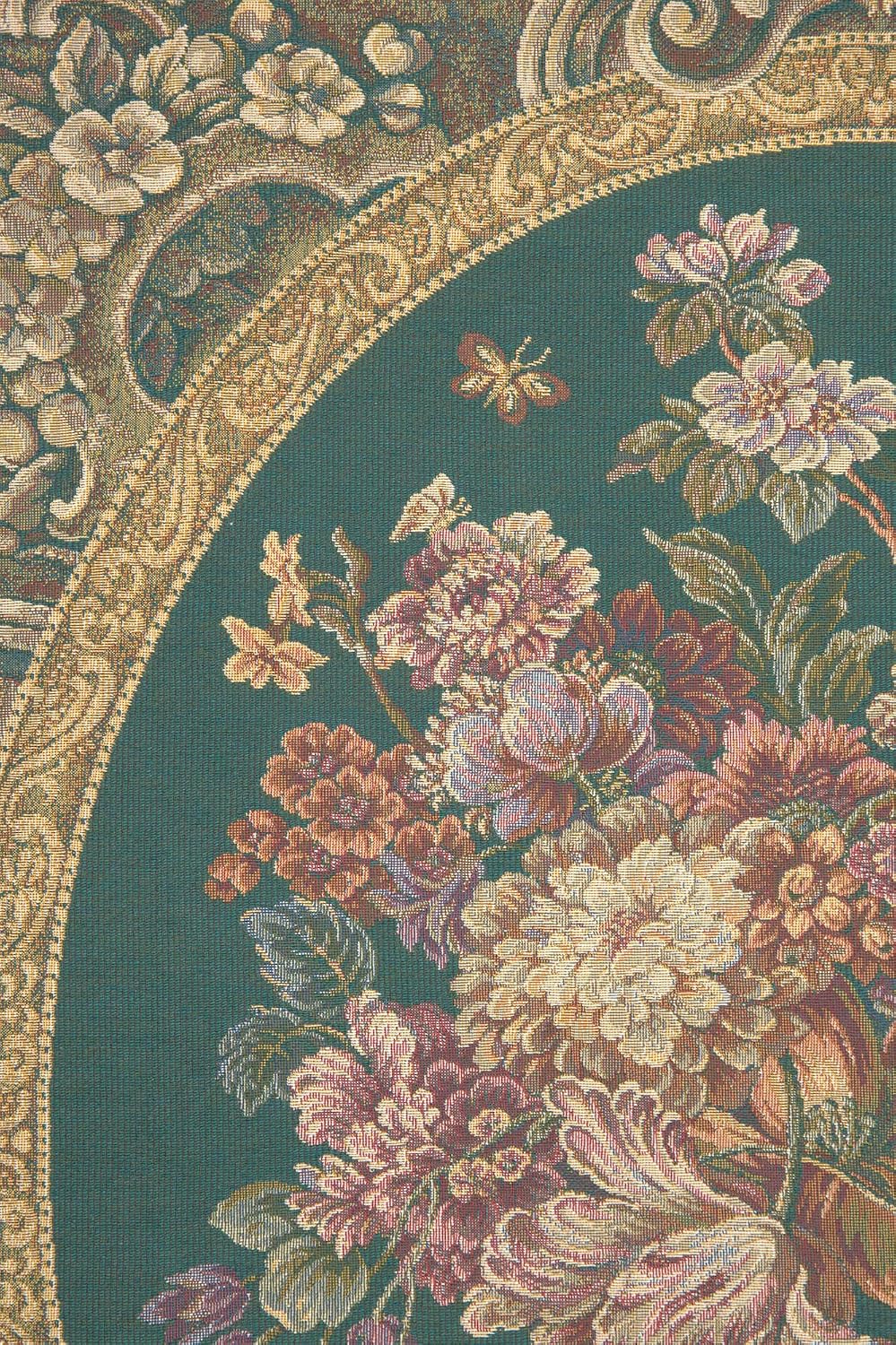 Charlotte Home Furnishings Italian Tapestry Wall Hanging 30x 25 in Floral Vase Green Wall Art Floral Tapestry for Bedroom Aesthetic Living Room and Home Decor European Soft Cotton Jacquard Woven