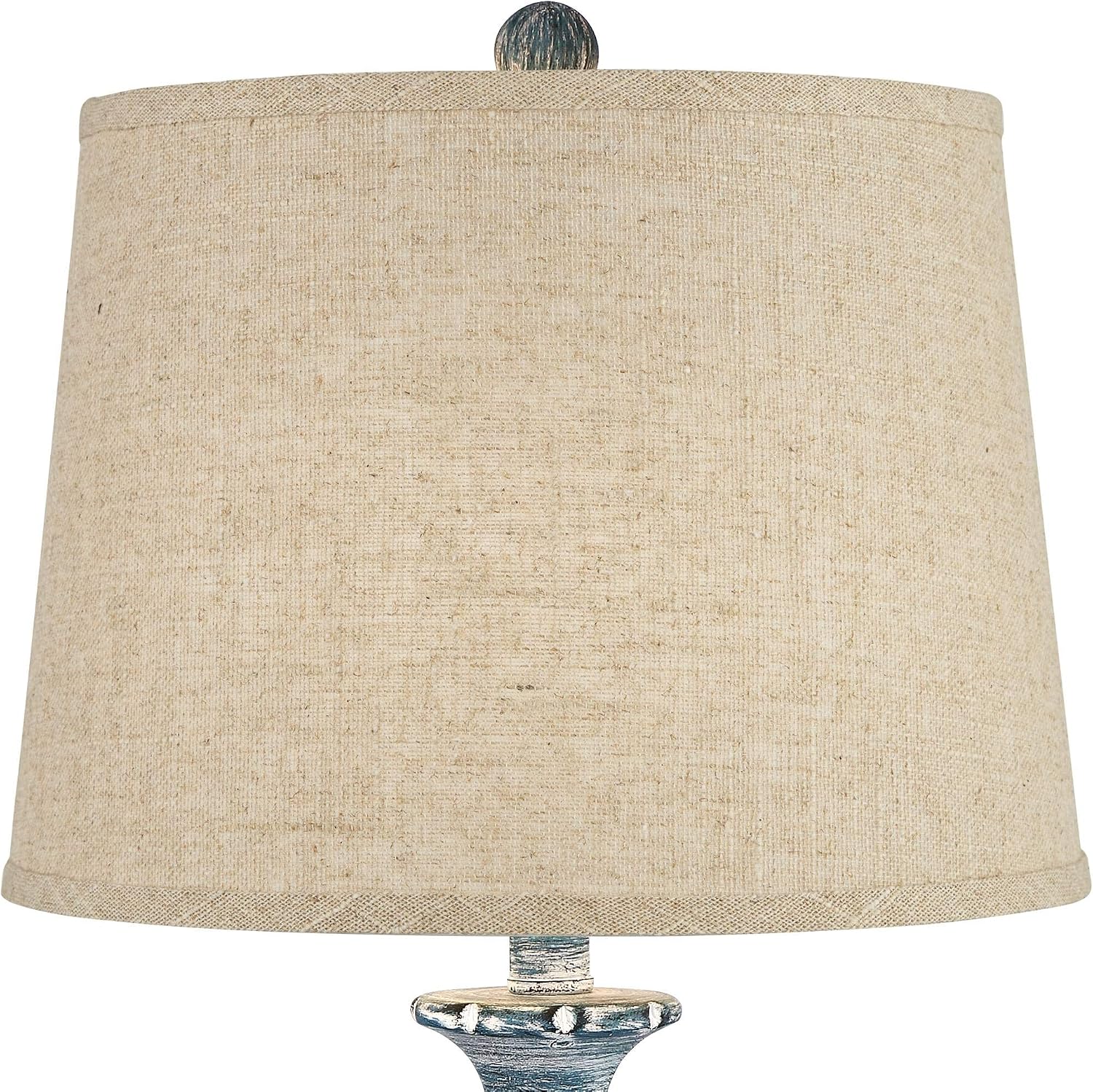 Regency Hill Tanya Country Cottage Core Traditional Style Table Lamps 26.5' High Set of 2 Blue Wash Resin Burlap Linen Drum Shade Decor for Living Room Bedroom House Bedside Nightstand Home