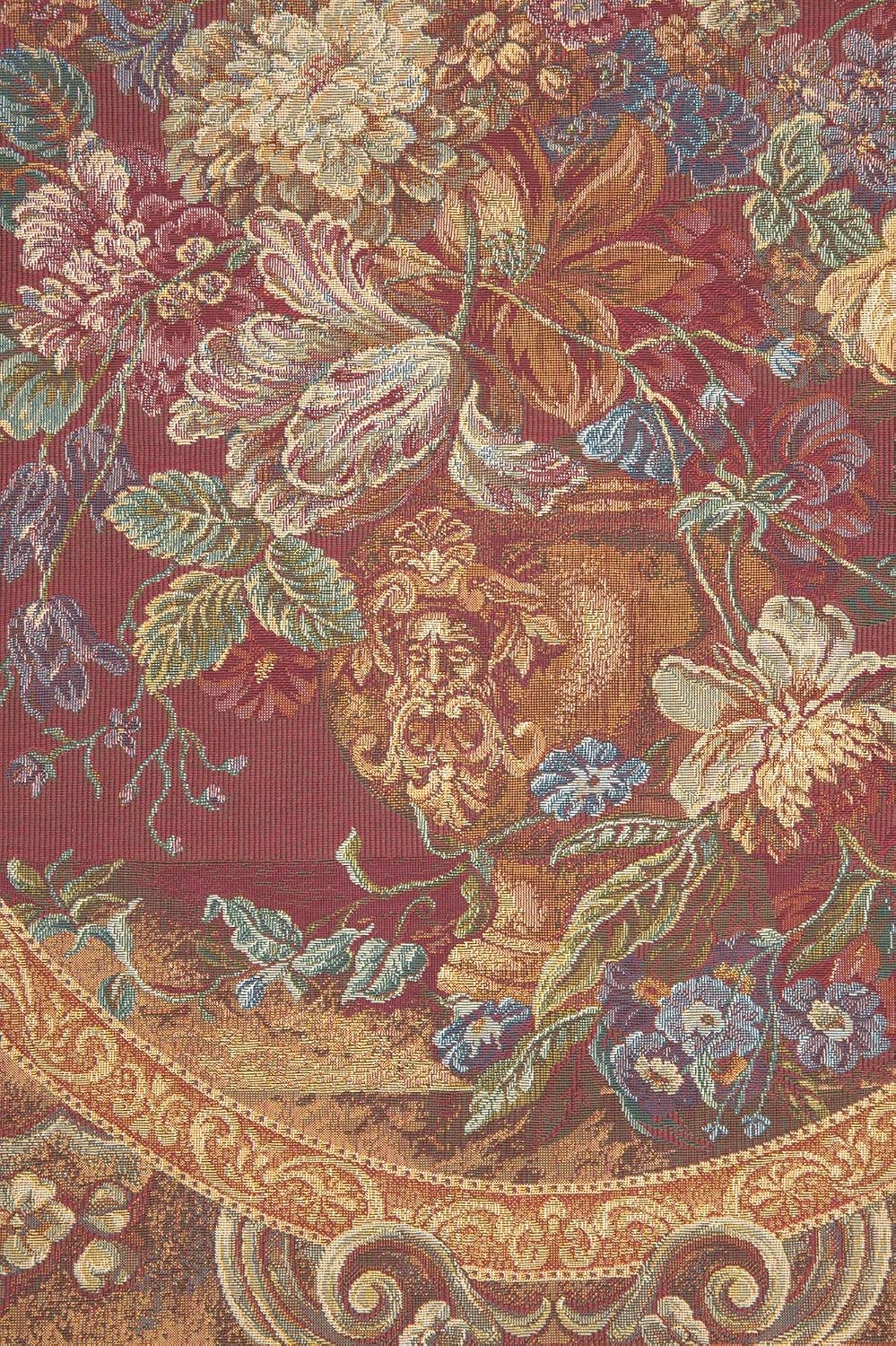 Floral Composition In Vase Burgundy Italian Tapestry Wall Hanging - 24 in. x 30 in. Cotton/Viscose/Polyester by Charlotte Home Furnishings