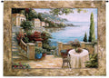 Mediterranean Terrace II by Vivian Flasch | Woven Tapestry Wall Art Hanging | Italian Villa Seaside Coastal Theme | 100% Cotton USA Size 54x41