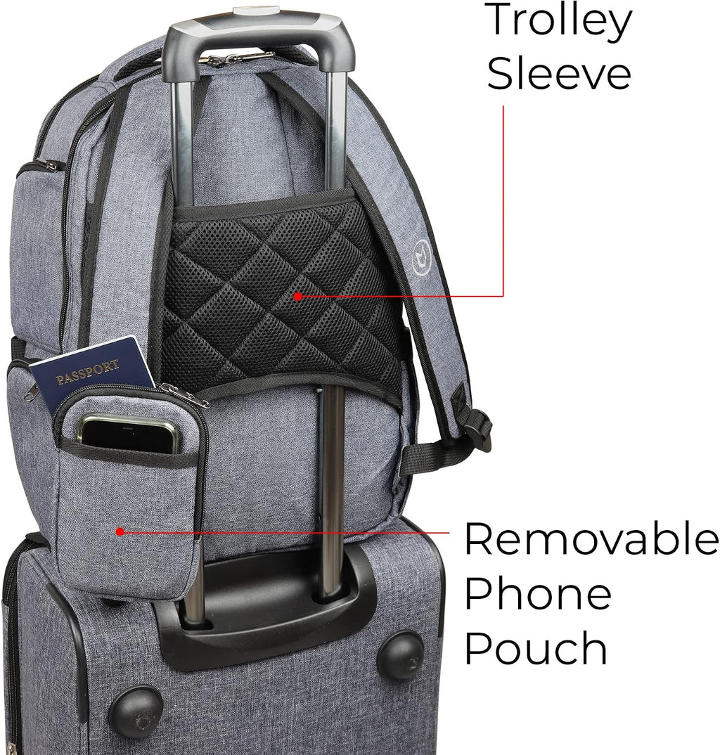 Mavii™ SIGNATURE 2-pc Set - Wheeled 28 Inch Collapsible Garment Rack Duffel + 'The Convention Backpack - 17 Inch Suitcase-style Dance Backpack, Versatile Travel Gear Set, Heathered Gray