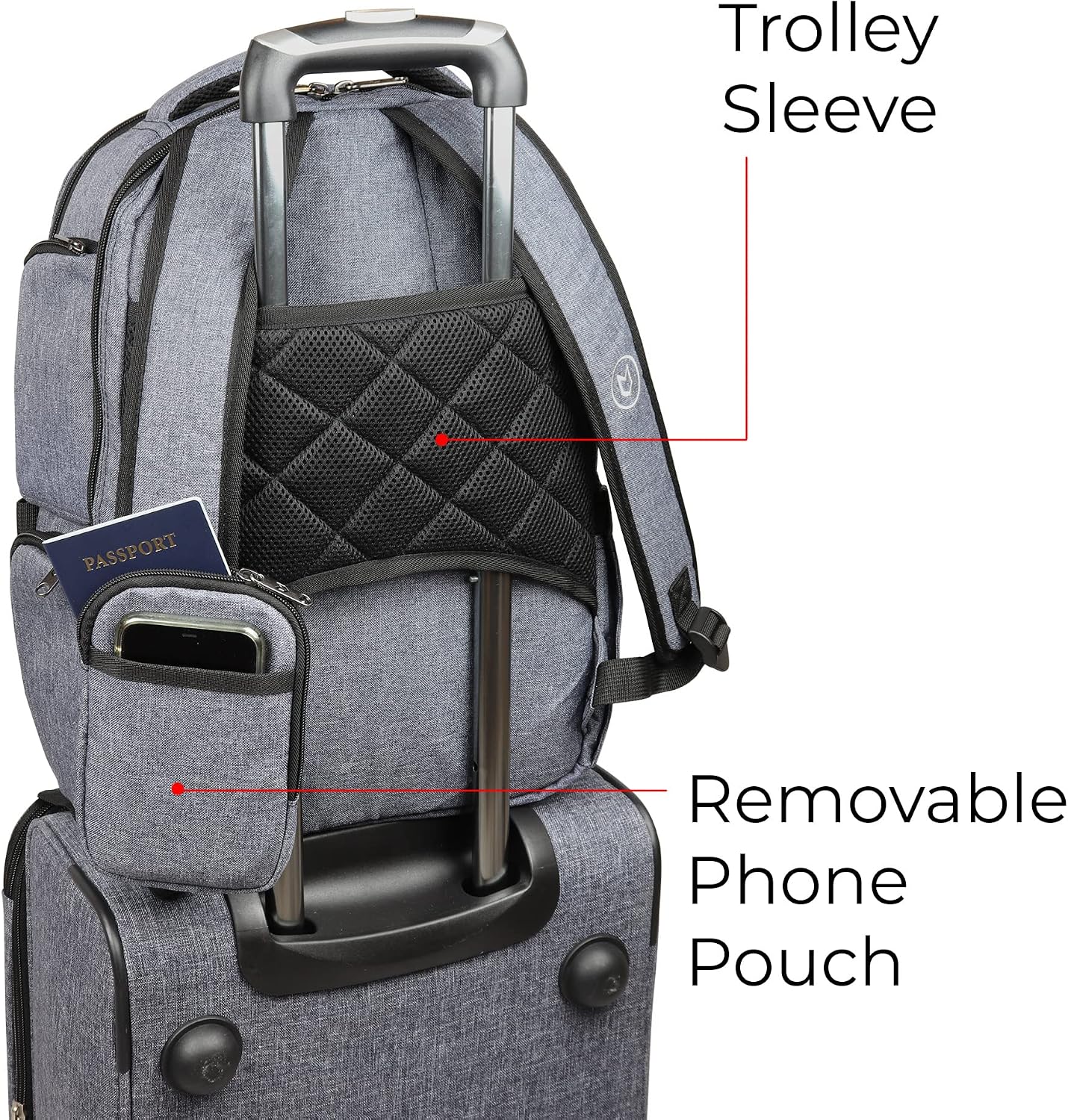 Mavii™ SIGNATURE 2-pc Set - Wheeled 28 Inch Collapsible Garment Rack Duffel + 'The Convention Backpack - 17 Inch Suitcase-style Dance Backpack, Versatile Travel Gear Set, Heathered Gray