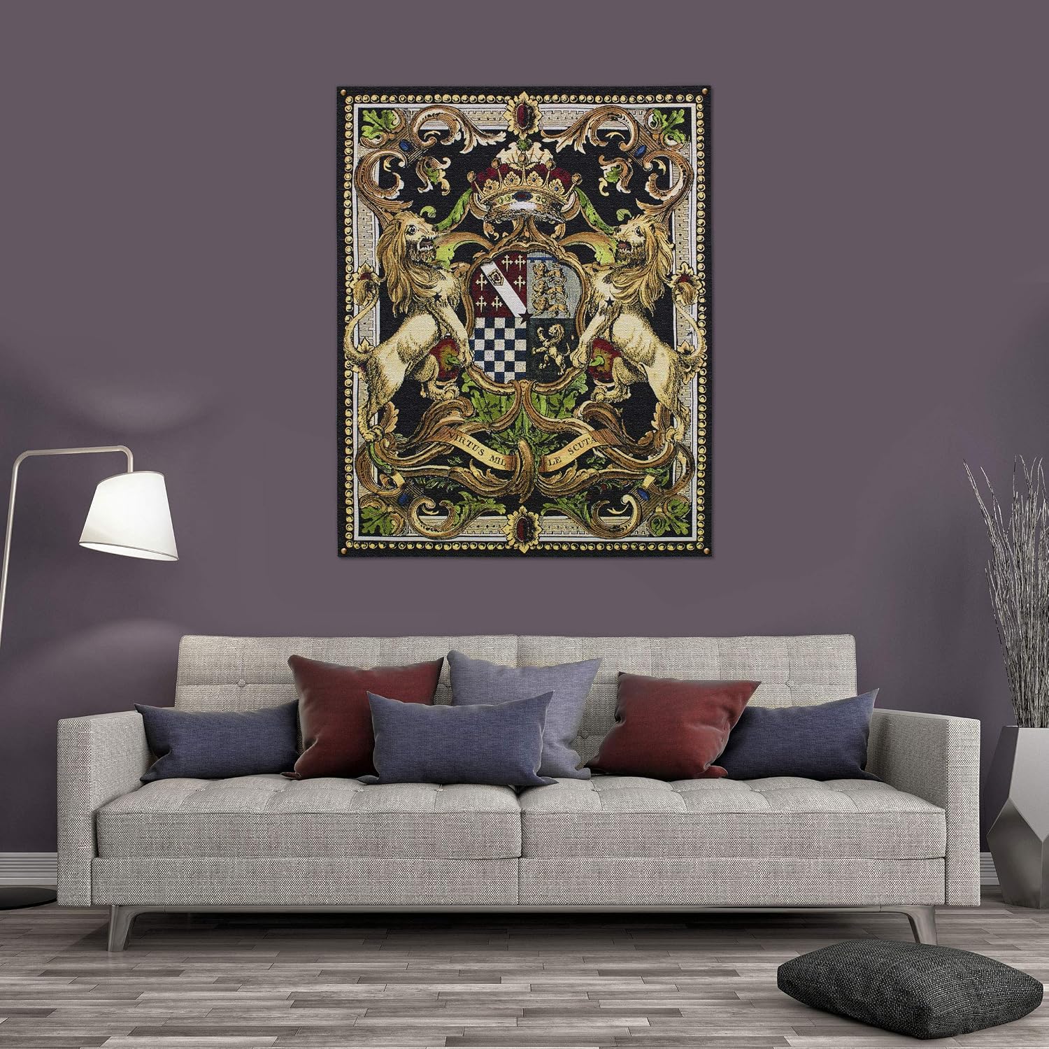 Crest on Black II | Woven Tapestry Wall Art Hanging | Medieval Royal Heraldic Crest | 100% Cotton USA Size 53x41