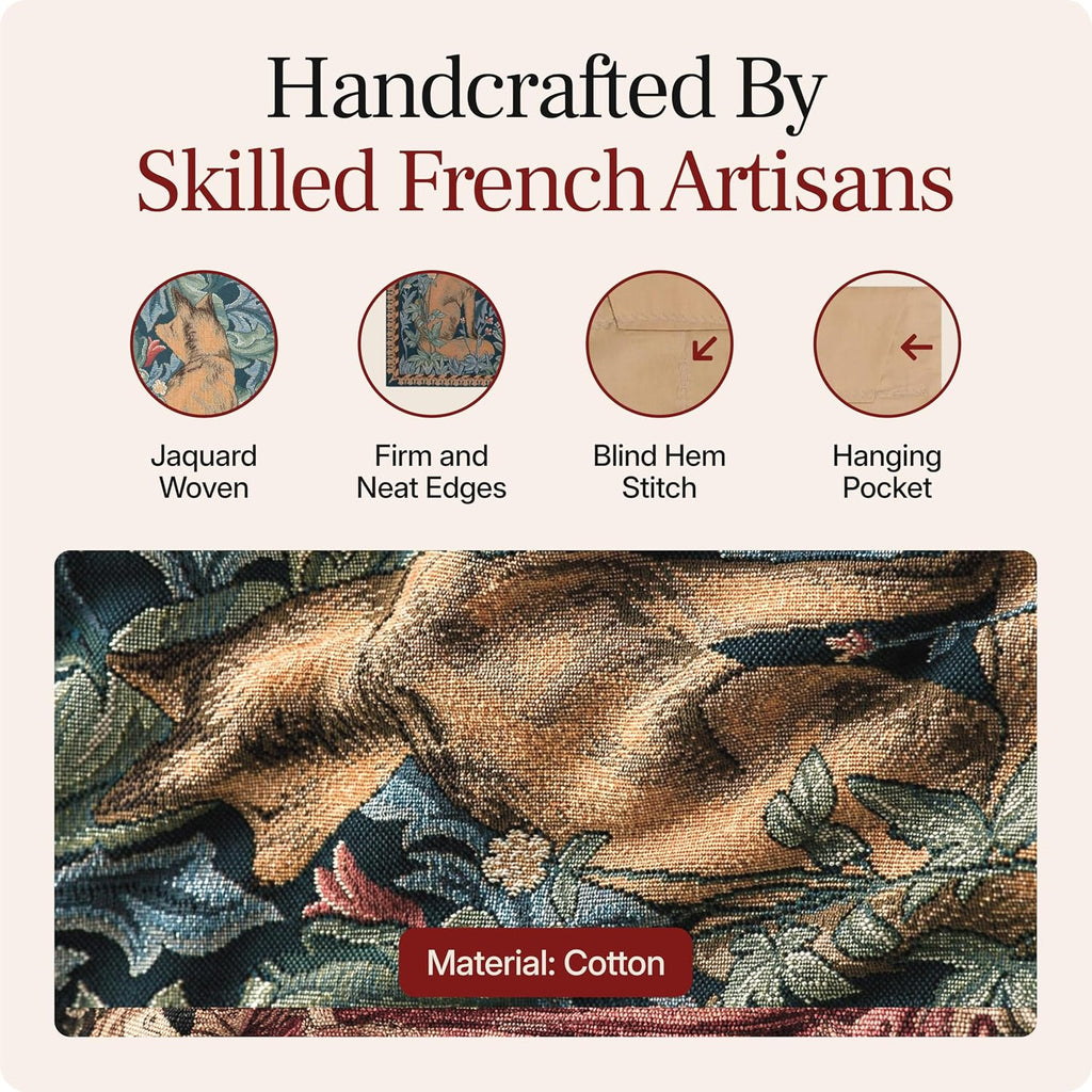 Charlotte Home Furnishings Inc French Boho Tapestry Wall Hanging 19 x 33 in, Lion Aesthetic Woven Wall Art decor for Living Room Home Decor, European Cotton Jacquard Woven