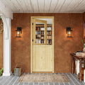Interior & Exterior Dutch Door Slab, 30' x 80', Universal Tempered Clear Glass Split Single Doors, Solid Core Home Door, Natural Pine Wood - with 4 Black Hinges & 1 Latch, Without Jamb