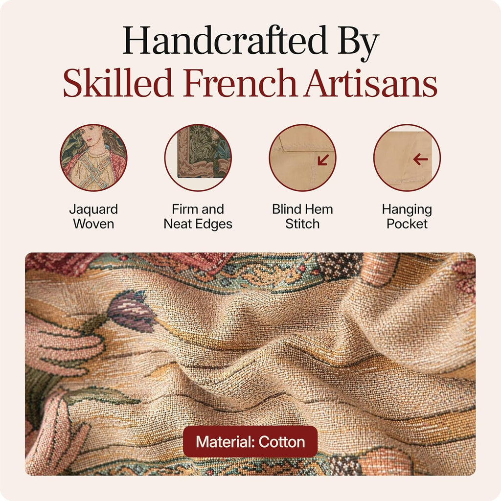 Charlotte Home Furnishings Inc French Boho Tapestry Wall Hanging 48 x 30 in, Orchard Aesthetic Woven Wall Art decor for Living Room Home Decor, European Cotton Jacquard Woven