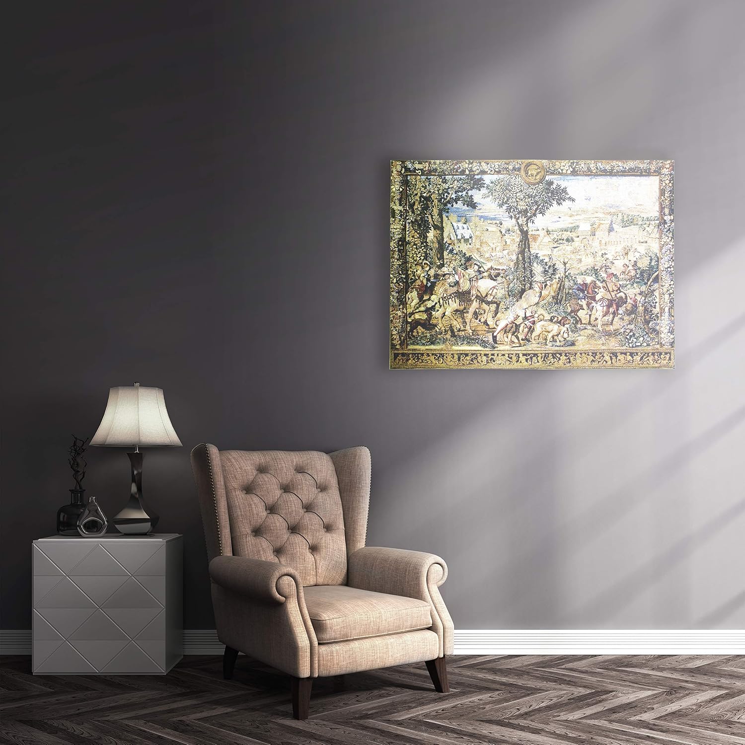 Hunting Parties of Archduke Maximilian | Woven Tapestry Wall Art Hanging | Intricate Renaissance Royal Hunting Scene | 100% Cotton USA Size 53x40