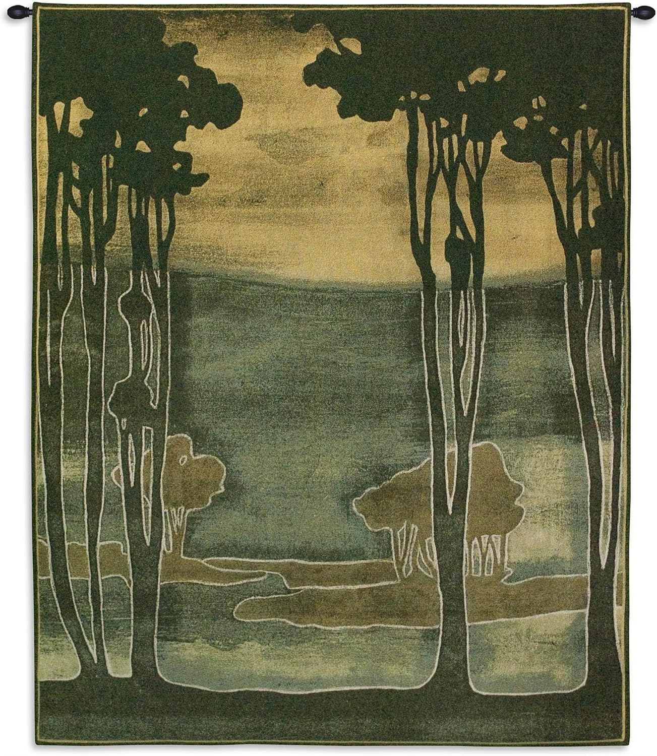 Nouveau Trees I by Jennifer Goldberger | Woven Tapestry Wall Art Hanging | Earthy Silhouetted Landscape | 100% Cotton USA Size 53x43