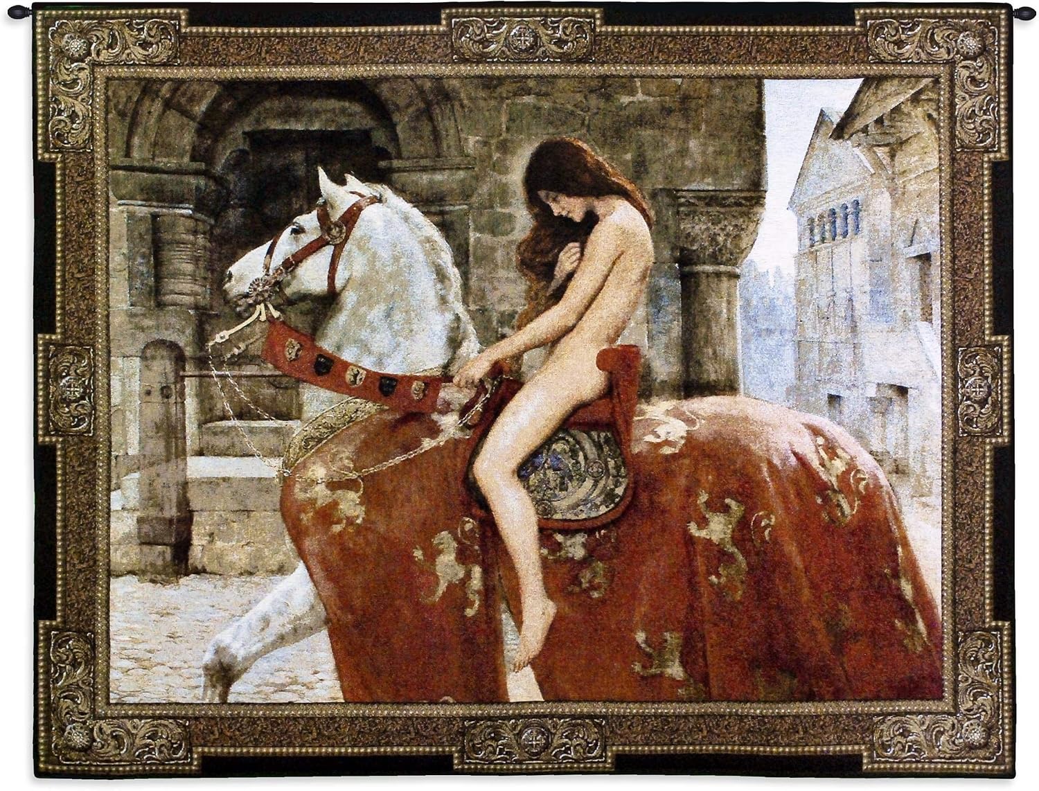 Lady Godiva by John Collier | Woven Tapestry Wall Art Hanging | Medieval Legend Victorian Depiction | 100% Cotton USA Size 53x43