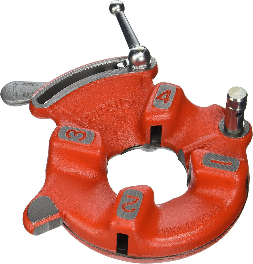 RIDGID 97065 811A Universal Quick Opening Right Hand Oiling Die Head for 1/8-Inch to 2-Inch NPT Pipes, Durable Cast Iron Construction, Red