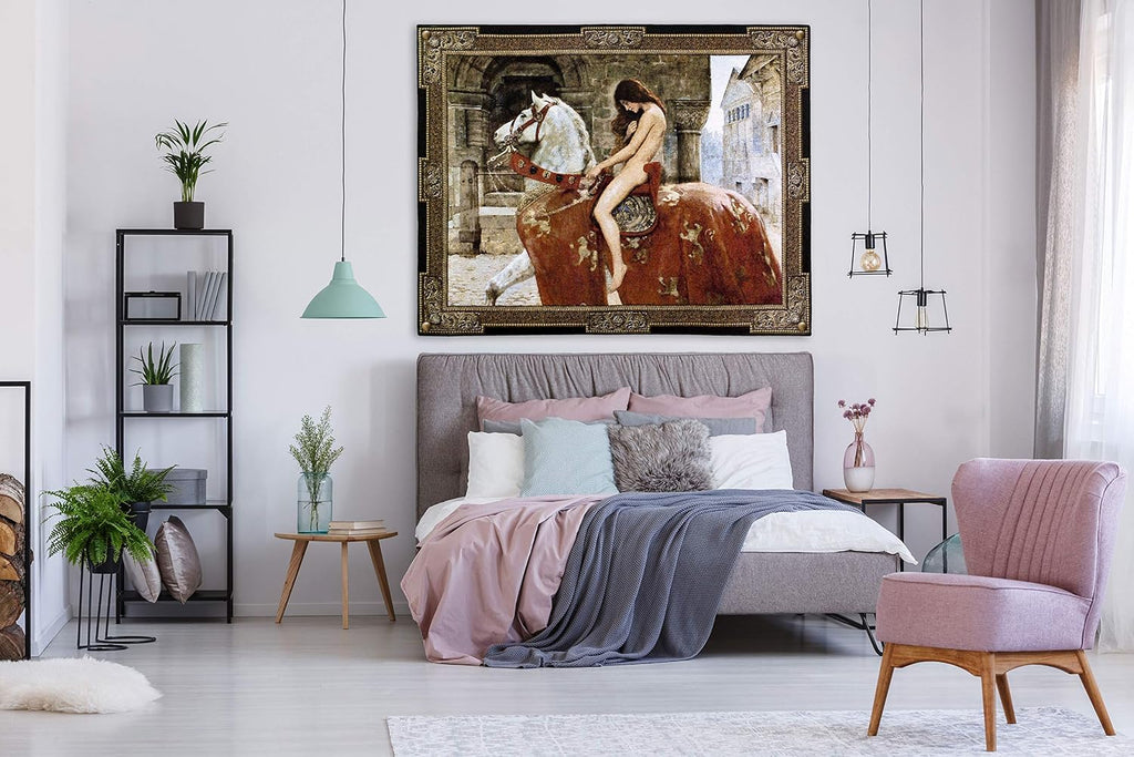 Lady Godiva by John Collier | Woven Tapestry Wall Art Hanging | Medieval Legend Victorian Depiction | 100% Cotton USA Size 64x53