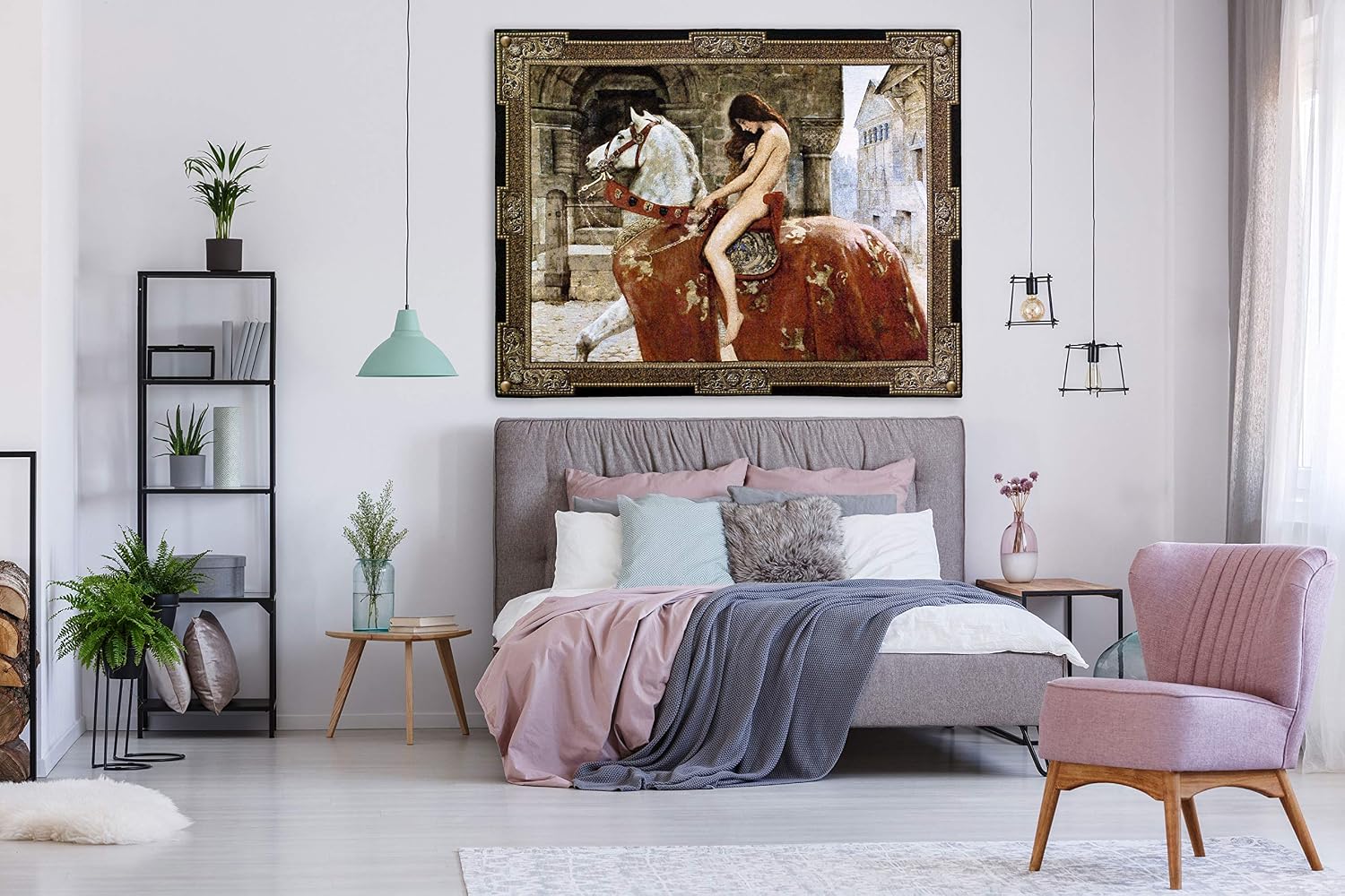 Lady Godiva by John Collier | Woven Tapestry Wall Art Hanging | Medieval Legend Victorian Depiction | 100% Cotton USA Size 64x53