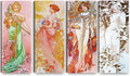 A&T ARTWORK The Seasons 1900 Spring Summer Autumn Winter by Alphonse Mucha 4 Panel wall art for Home Office Decorations Giclee Print On Canvas 30x12inch x4pcs (30x48inch)