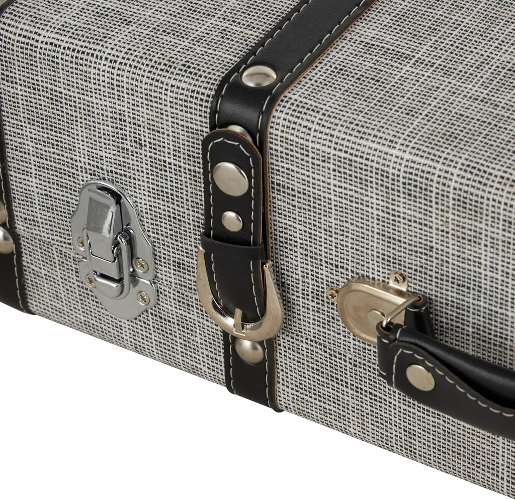 Deco 79 Fabric Decorative Trunk Woven Storage Decorative Large Boxes with Silver Latches and Buckles, Set of 2 Storage Trunks 21', 19' W, Gray