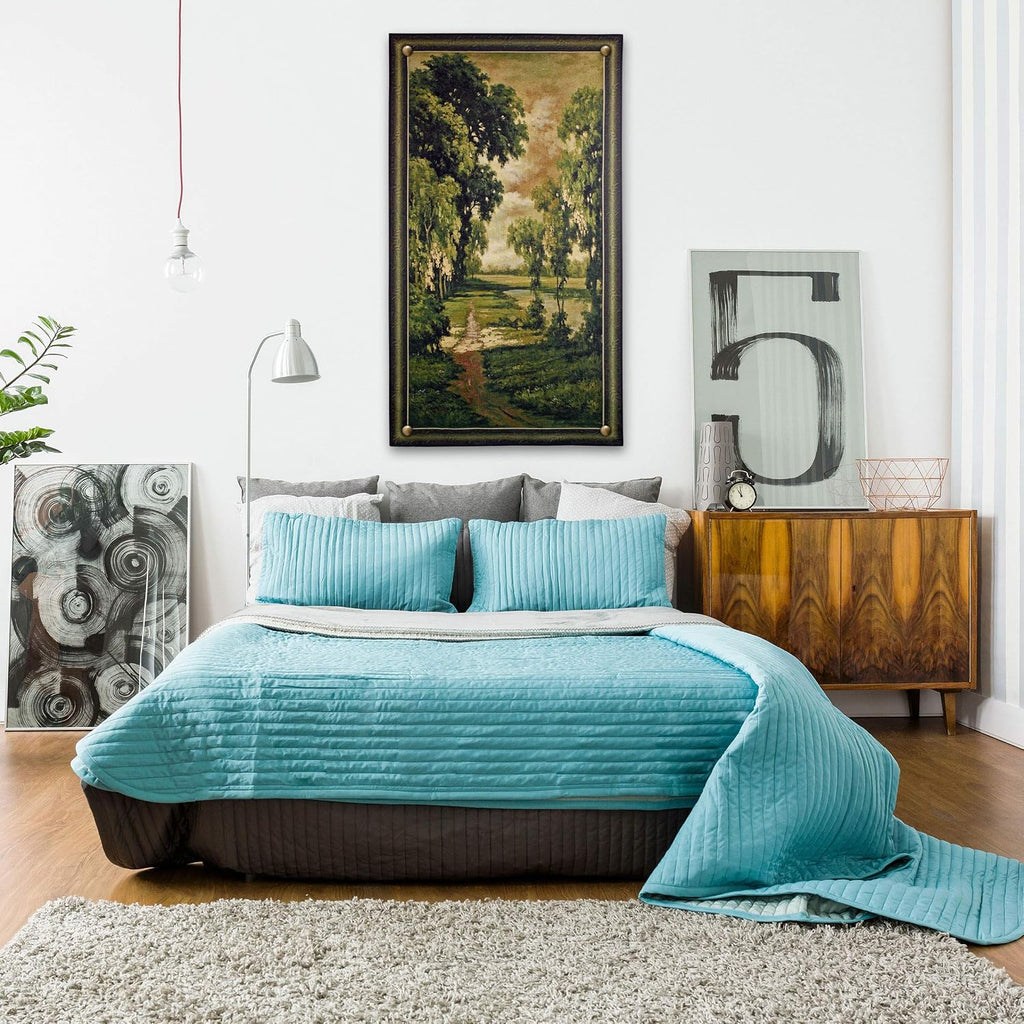 Tranquility | Woven Tapestry Wall Art Hanging | Nature Lush Forest Path | 100% Cotton USA Size 93x53