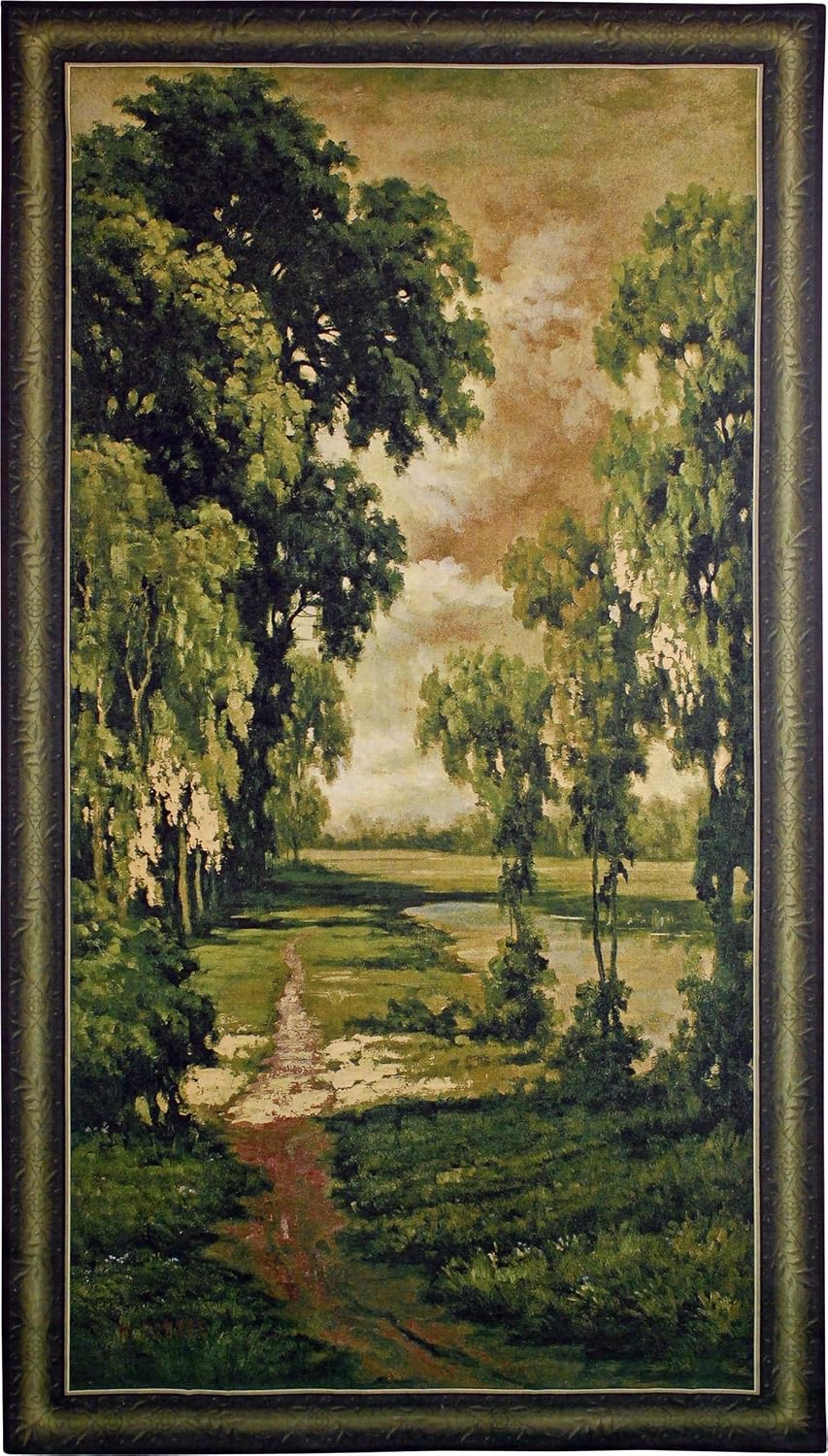 Tranquility | Woven Tapestry Wall Art Hanging | Nature Lush Forest Path | 100% Cotton USA Size 93x53