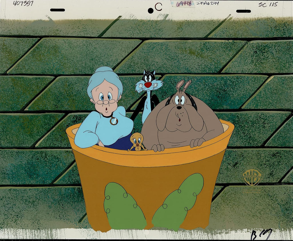 Sylvester and T Bird Mysteries Production Animation Cel from Warner Bros 1995-2000 also Has Granny and Hector the Dog