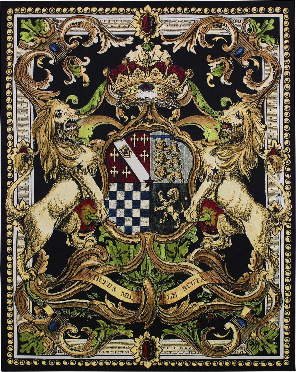 Crest on Black II | Woven Tapestry Wall Art Hanging | Medieval Royal Heraldic Crest | 100% Cotton USA Size 53x41