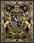 Crest on Black II | Woven Tapestry Wall Art Hanging | Medieval Royal Heraldic Crest | 100% Cotton USA Size 53x41
