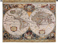 Antique Old World Map Geographica by Jan Janssonius | Woven Tapestry Wall Art Hanging | Beautiful Rustic Globe with Luxurious Mythology Designs | 100% Cotton USA Size 67x53