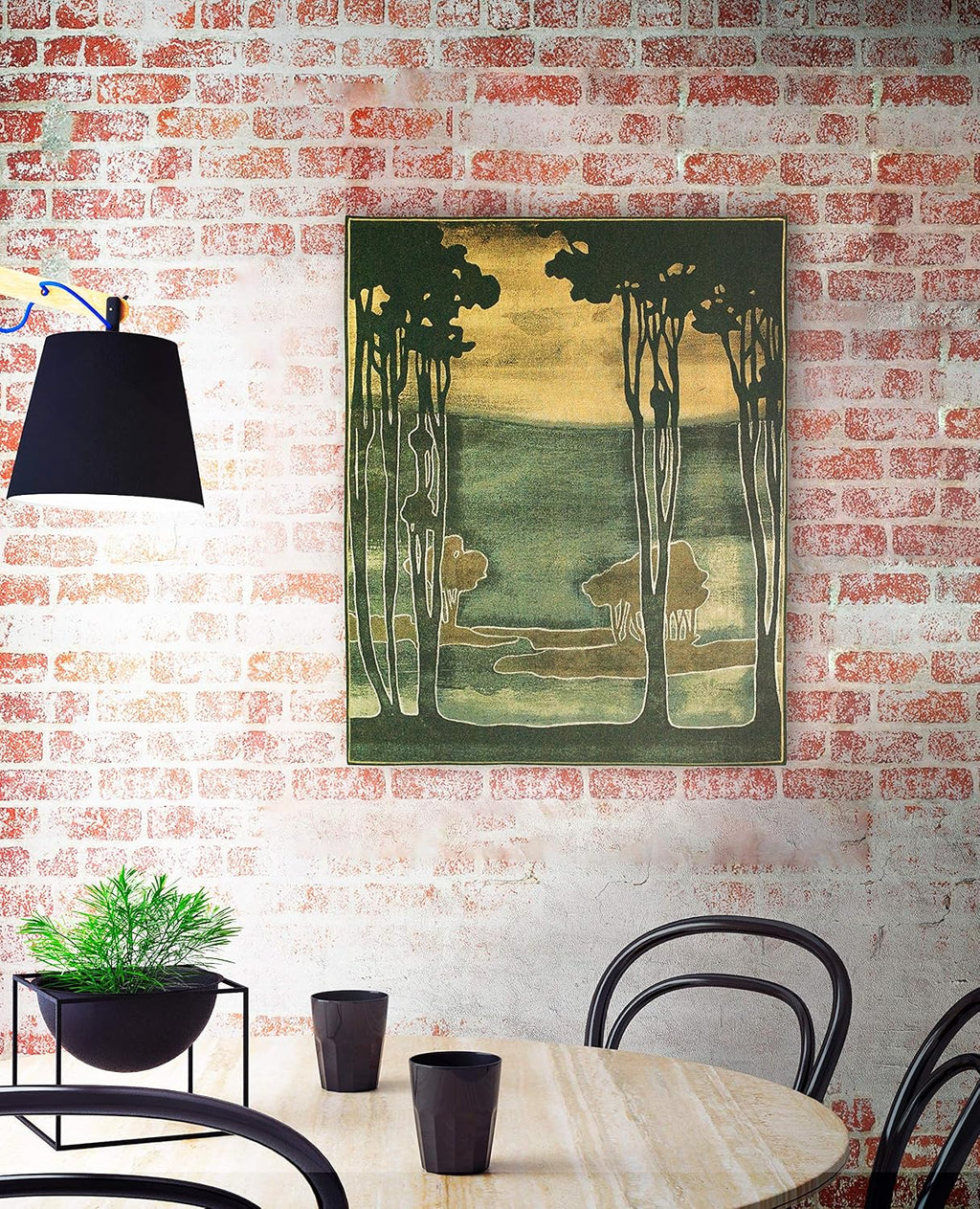 Nouveau Trees I by Jennifer Goldberger | Woven Tapestry Wall Art Hanging | Earthy Silhouetted Landscape | 100% Cotton USA Size 53x43